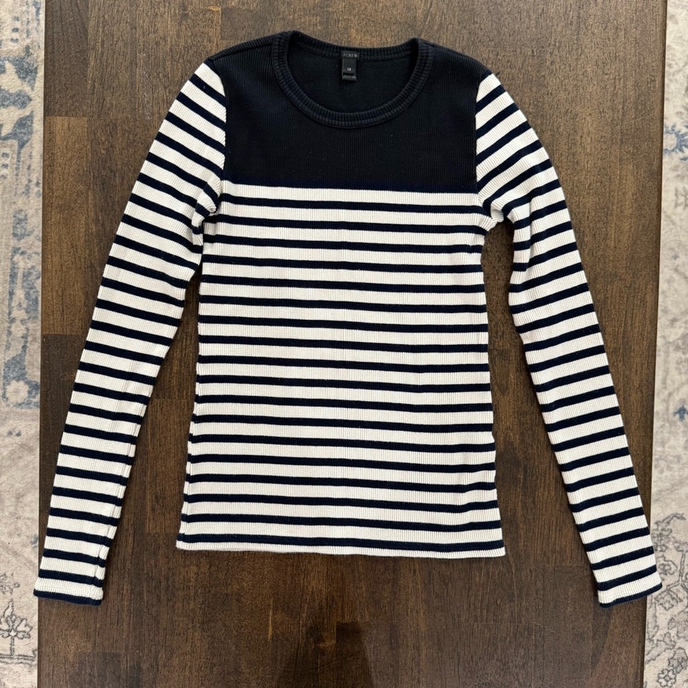 J. Crew Striped Ribbed Long Sleeve Top‎